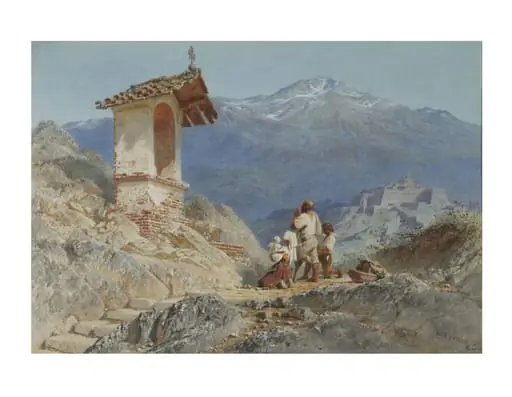 In the Sabine Hills: Figures at a Shrine, by Carl Haag