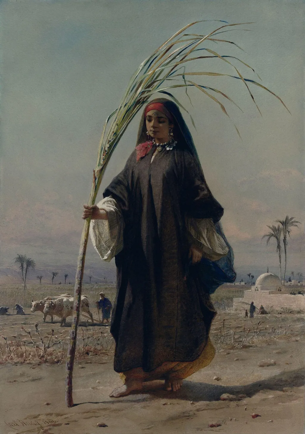 The Sugar Cane Girl, by Carl Haag, watercolor, 1866