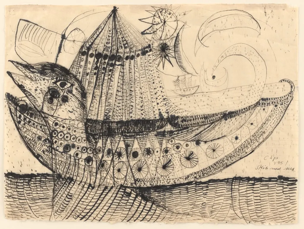 Untitled, by Carl-Henning Pedersen, graphite, 1951