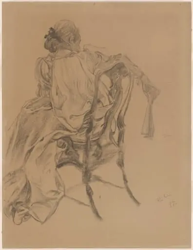 An Elegant Lady of the Eighteenth Century Holding a Fan, by Carl Larsson
