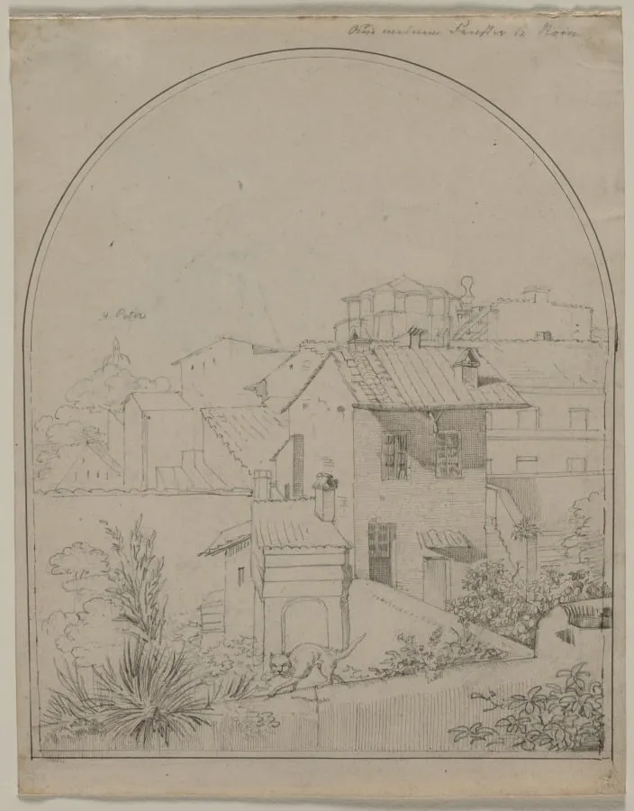 View from My Window in Rome (recto), by Carl Ludwig Tischbein, 1819