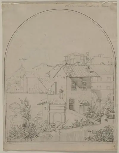 View from My Window in Rome (recto), by Carl Ludwig Tischbein