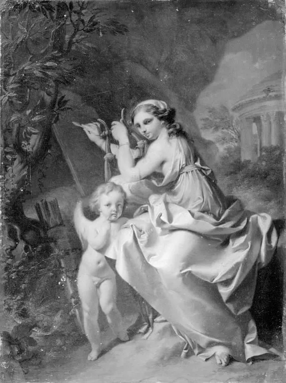Sappho and Cupid, by Carl Marcus Tuscher, unspecified, 1748