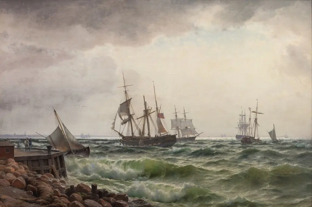 Skibe under land efter en byge, by Carl Neumann