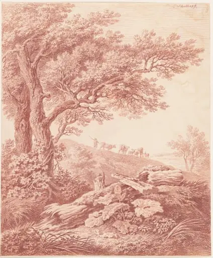 Ancient Trees in a Pastoral Landscape, by Carl Philipp Schallhas