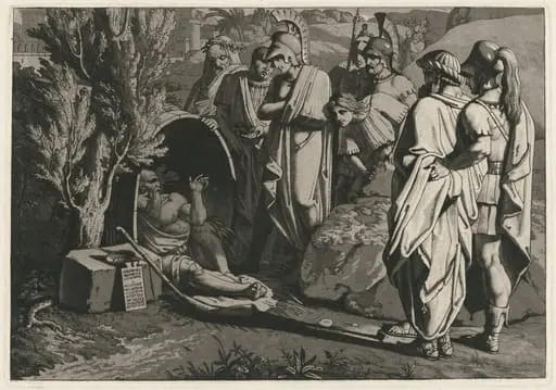 Diogenes in His Tub with Alexander and His Generals, by Carl Russ