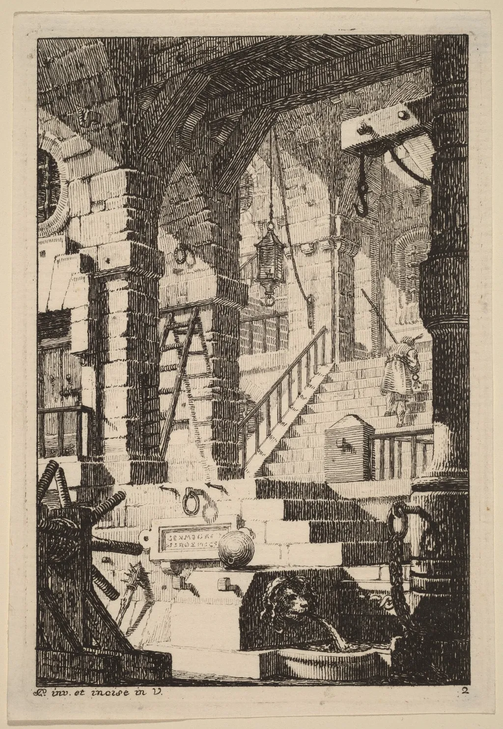 Fantasy of an Antique Prison, by Carl Schütz, ink, 1775