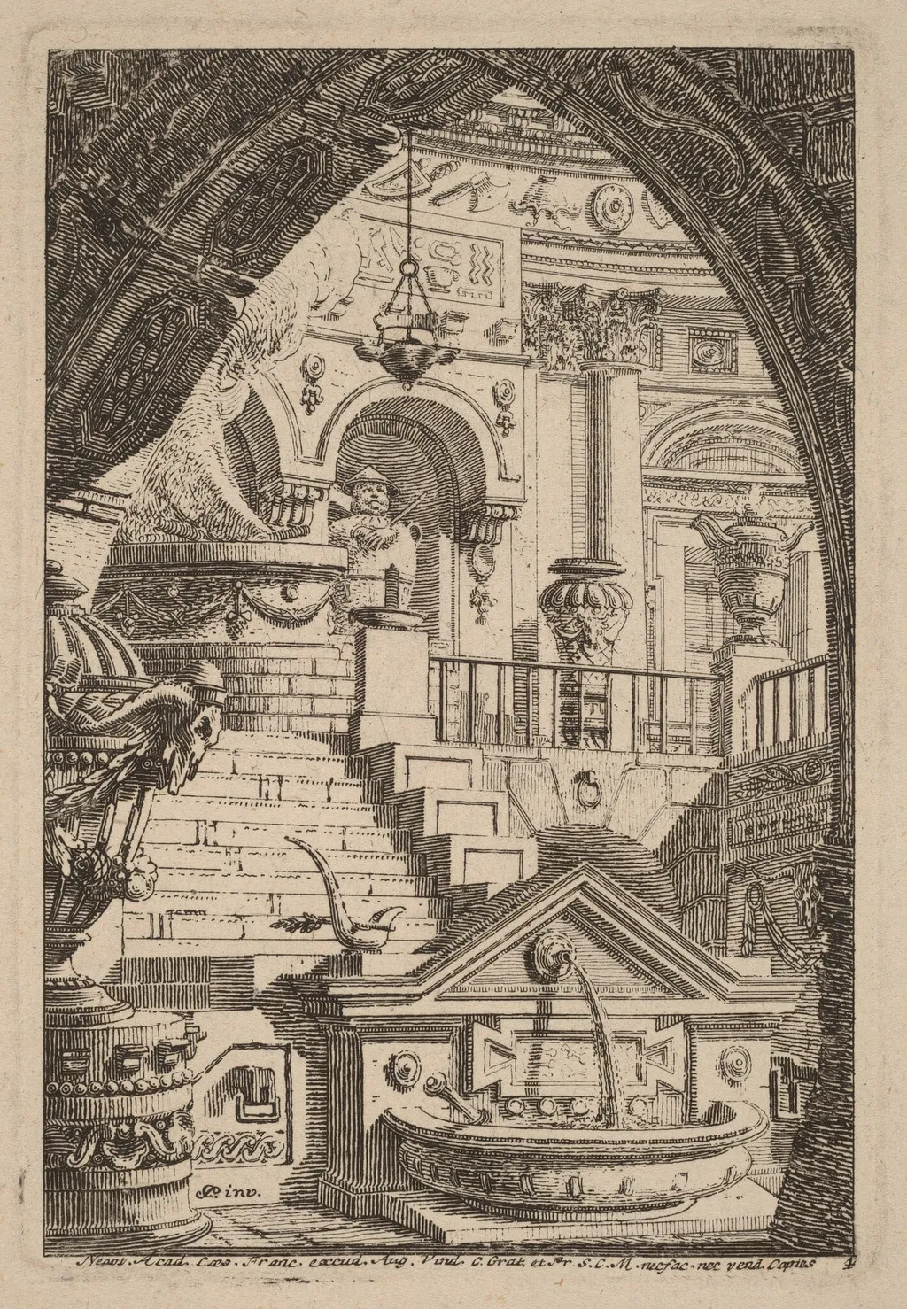 Fantasy of an Antique Temple, by Carl Schütz, ink, 1775