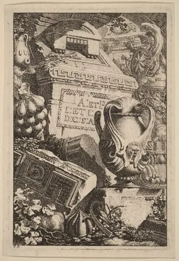 Fantasy of an Antique Tomb with Fragments of Architecture and Sculpture, by Carl Schütz