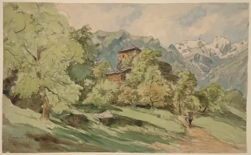 The Castle of Bürglen with the Alps Beyond, by Carl Wagner