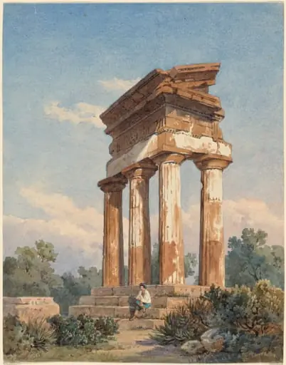 A Temple Ruin in Agrigento, by Carl Wilhelm Götzloff