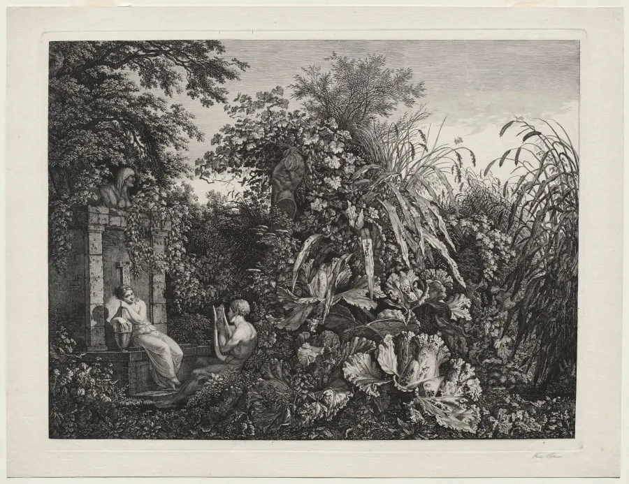 Youth Playing a Lyre to a Maiden by a Fountain, by Carl Wilhelm I Kolbe, 1803