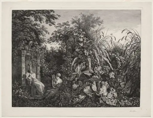 Youth Playing a Lyre to a Maiden by a Fountain, by Carl Wilhelm I Kolbe