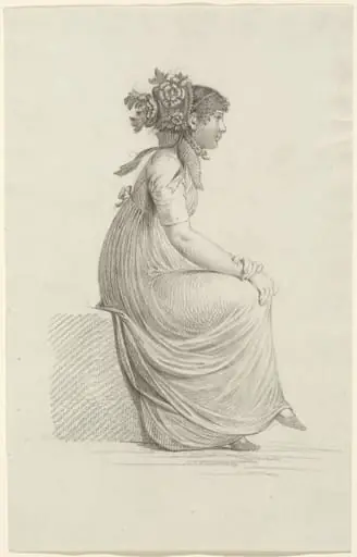A Seated Young Woman Wearing a Fashionable Hat, by Carl Wilhelm Kolbe
