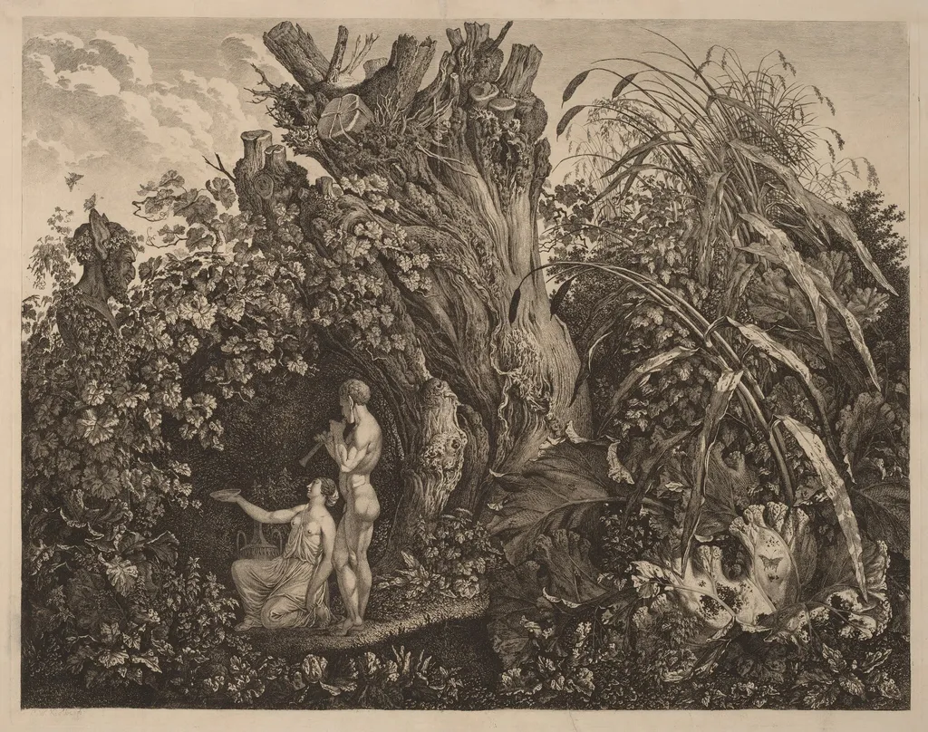 An Offering to Pan, by Carl Wilhelm Kolbe, ink