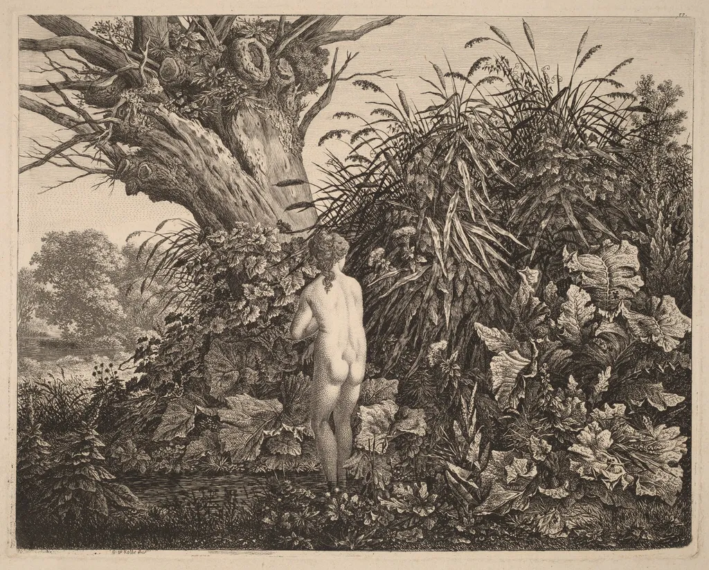 Bathing Maiden, by Carl Wilhelm Kolbe, ink, 1798