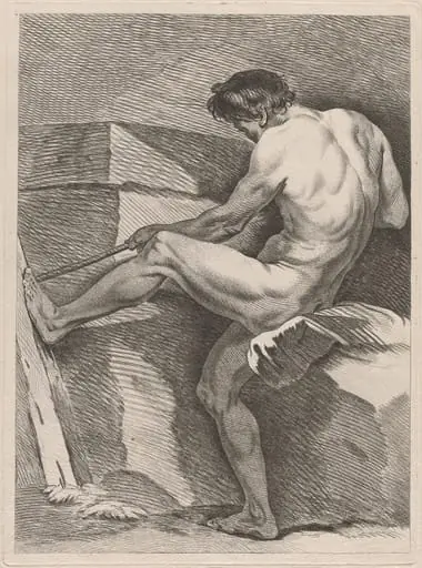 Man Pulling a Rope, His Foot Braced, by Carle Van Loo