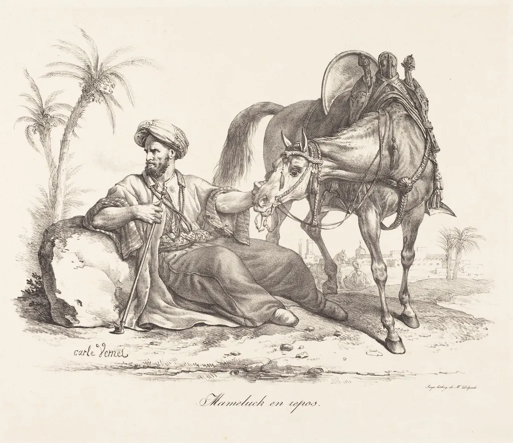 A Mameluck Resting, by Carle Vernet, ink, 1797