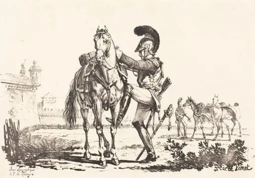 Carabinier Mounting a Horse, by Carle Vernet