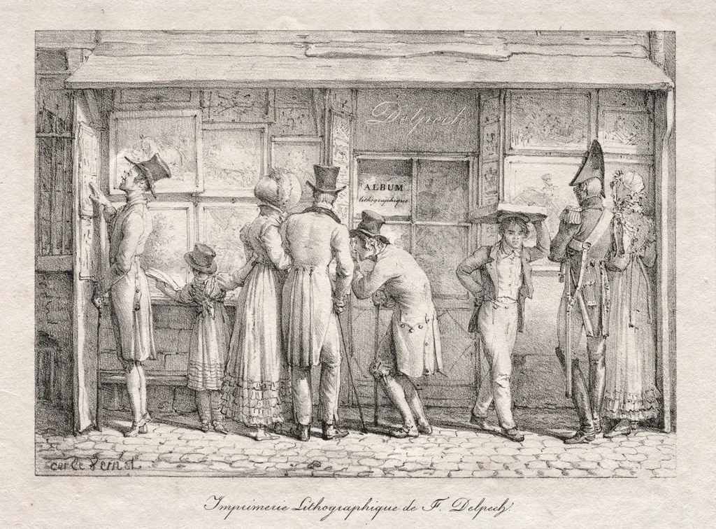 Delpech Lithographic Print Shop, by Carle Vernet, 1818