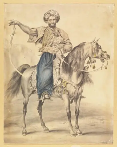 Mamluk with drawn sword, on horseback, by Carle Vernet