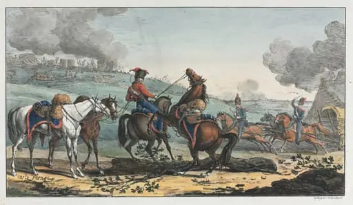 Mounted Artilleryman Leading Three Horses, by Carle Vernet