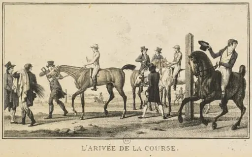 Racing Scenes: A Horse Arriving at the Race (Scènes Hippiques: Cheval arrivant de la chasse), by Carle Vernet