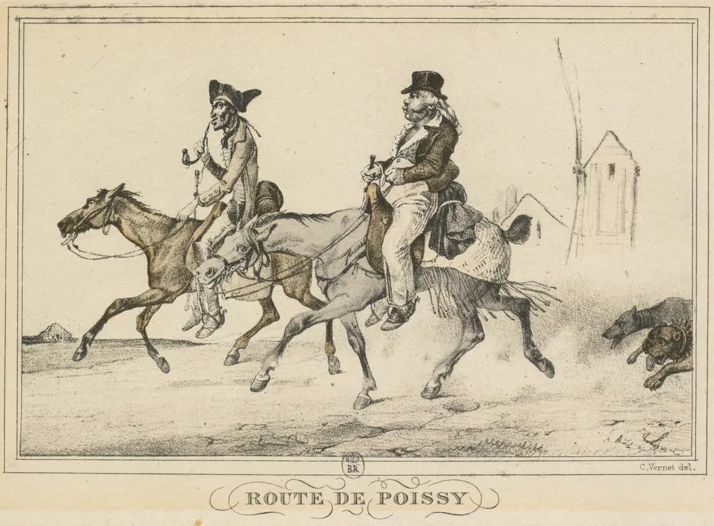 Scenes of Daily Life, Roads and Paths: Road to Poissy (Scènes de la vie quotidienne, Routes et Chemins: Route de Poissy), by Carle Vernet, 1816