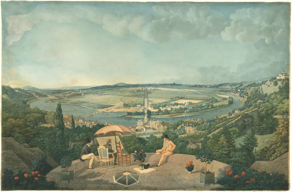 View of Paris from the Terrace of the Pavillon de Brimborion, by Carle Vernet, graphite, 1811