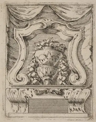 Architectural Motif with Fruit in a Vase, by Carlo Antonio Buffagnotti