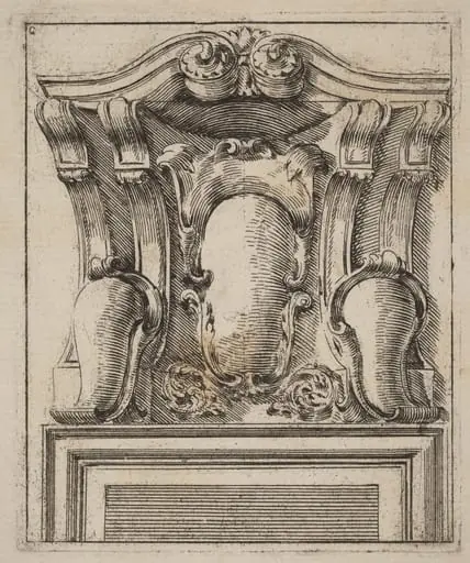 Architectural Motif with Three Shields, by Carlo Antonio Buffagnotti