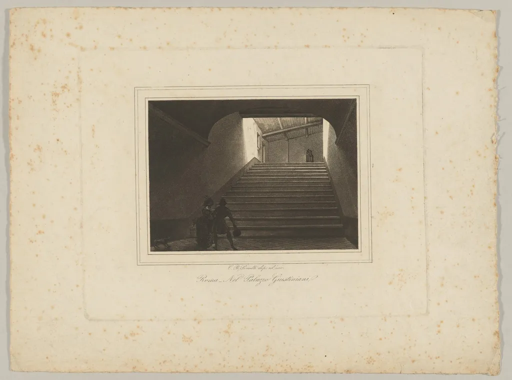 Nel Palazzo Giustiniani (In the Palazzo Giustiniani), by Carlo Baldassare Simelli, ink, 1840
