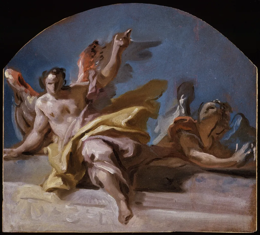 A Study for Two Angels on a Balustrade, by Carlo Carlone, unspecified, 1736