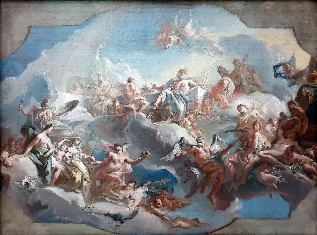 Departure of the goddesses Juno, Venus and Minerva for the judgment of Paris, by Carlo Carlone
