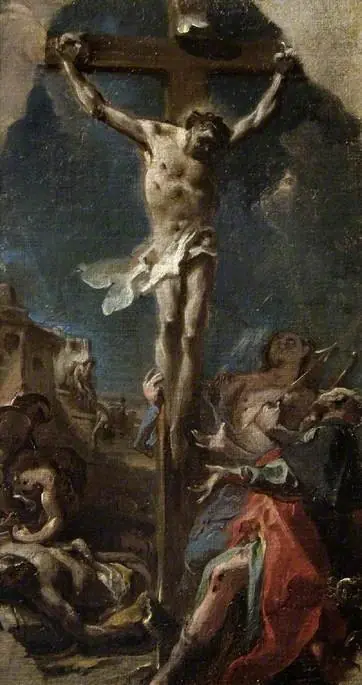 The Crucifixion with St Roch and St Sebastian, by Carlo Carlone