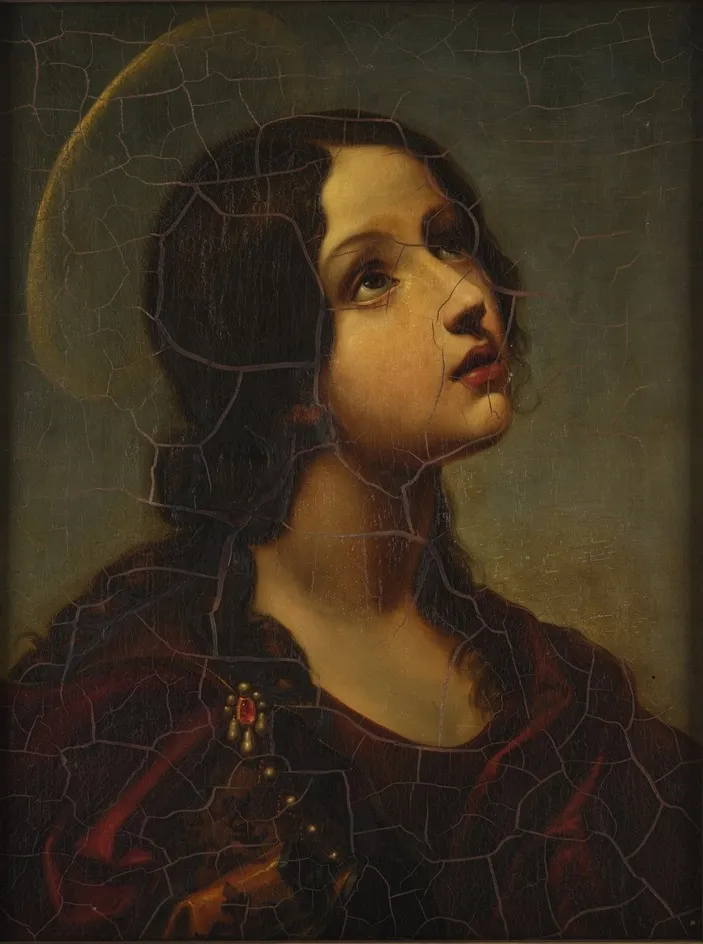 Head of a young Saint (St Lucy?), by Carlo Dolci, oil, 1661