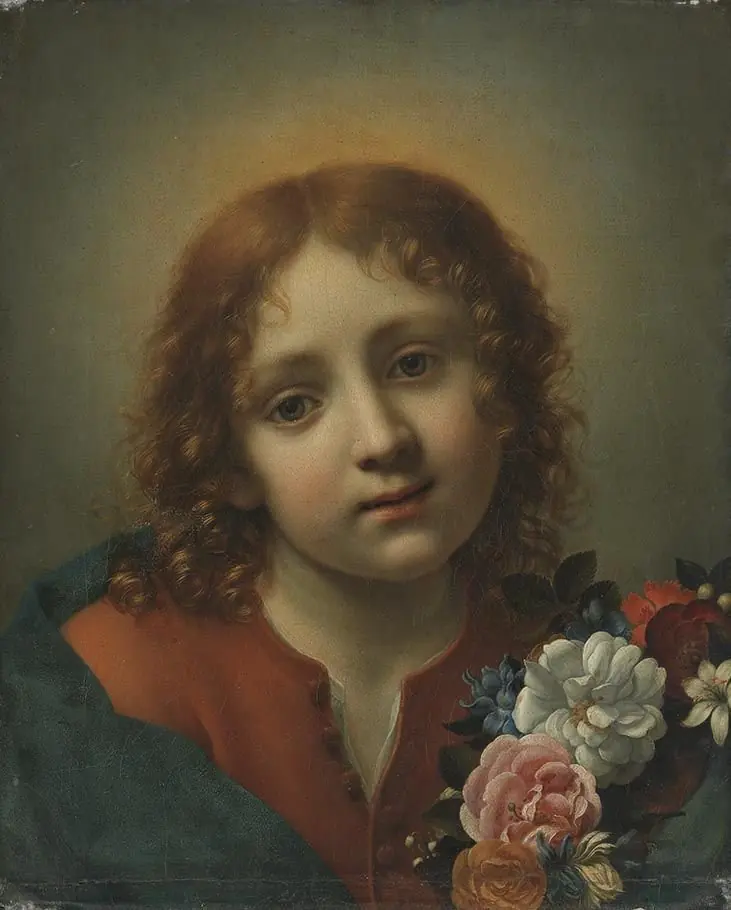 Jesusknabe mit Blumenkranz, by Carlo Dolci