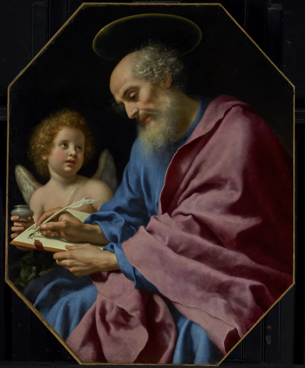 St. Matthew Writing His Gospel, by Carlo Dolci, oil, 1670