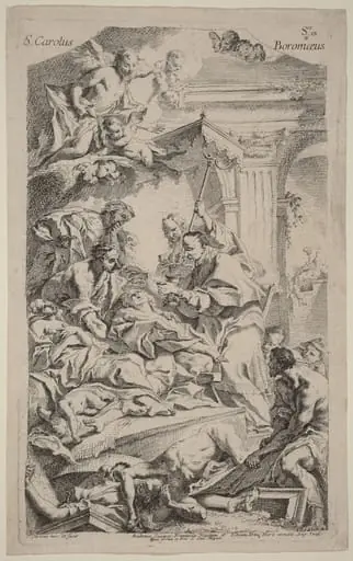 San Carlo Borromeo Giving Last Communion to Victims of the Plague, by Carlo Innocenzo Carlone