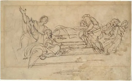 Figures on Steps (Studies for an Assumption of the Virgin), by Carlo Maratta
