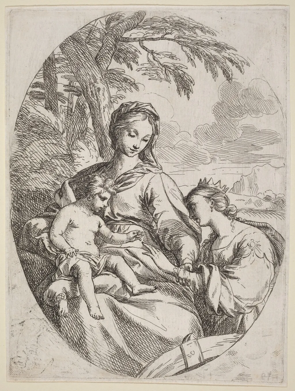 The Mystic Marriage of Saint Catherine, by Carlo Maratta, ink, 1669