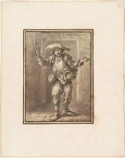 Caricature of a Peasant with a Broad Hat, by Carlo Marchionni