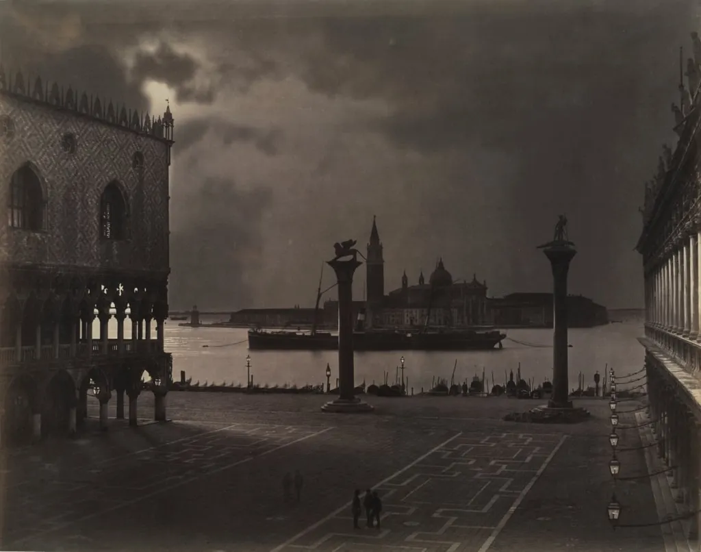 Venice: Saint Mark's Looking toward San Giorgio Maggiore, in Moonlight, by Carlo Naya, 1870
