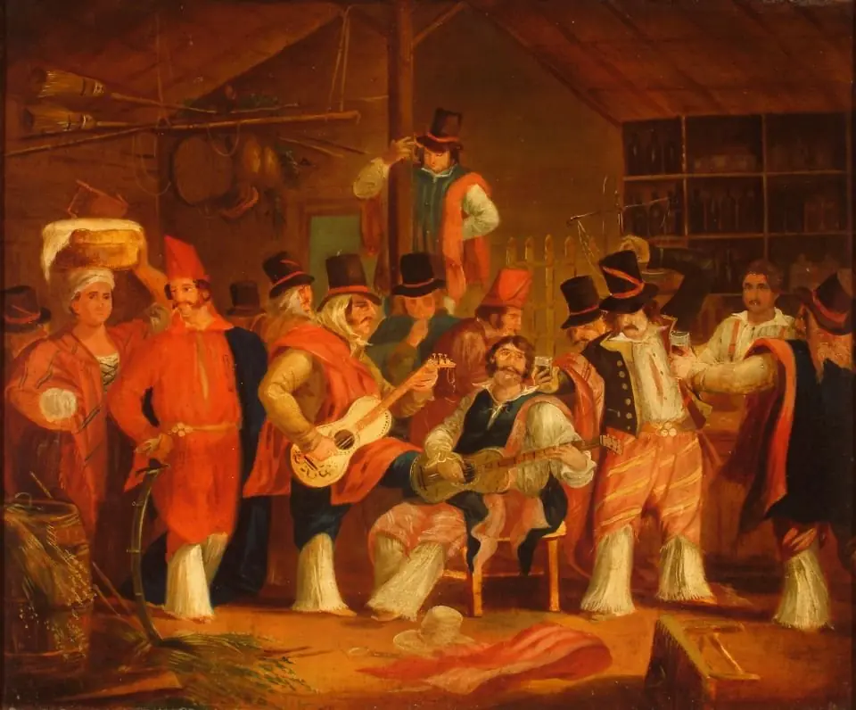Payada en una pulpería, by Carlos Morel