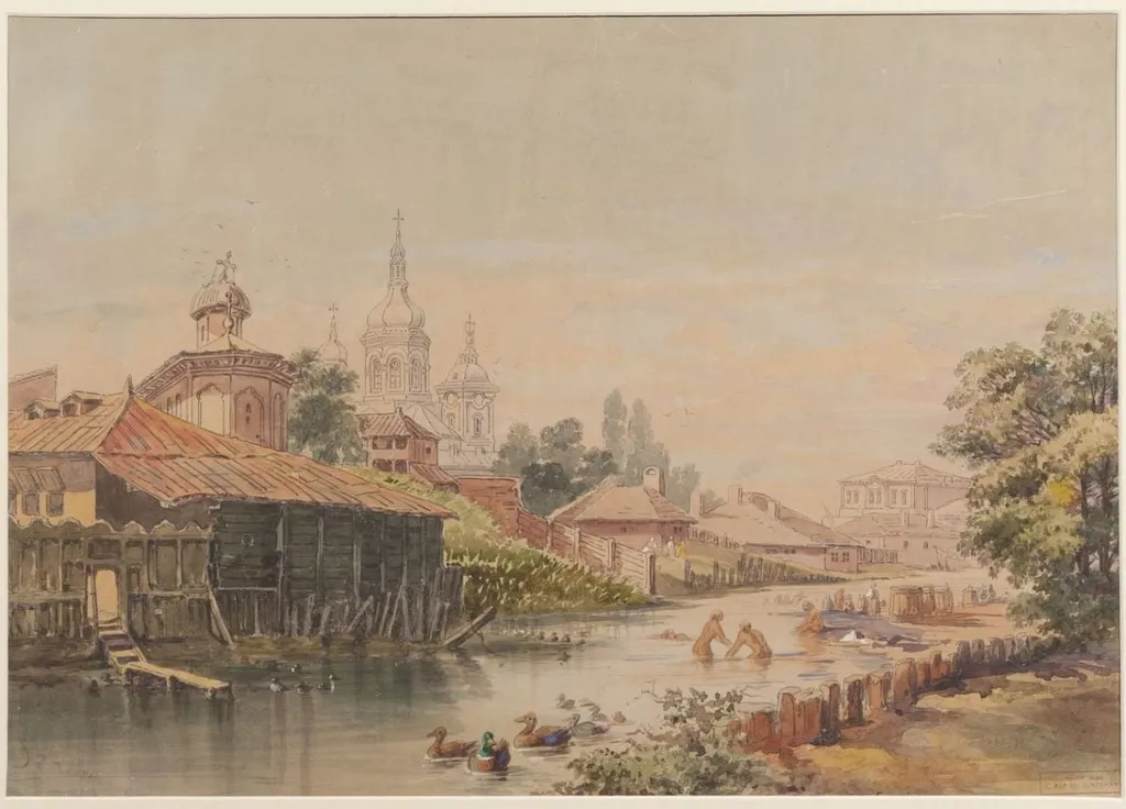 Dâmbovița la Radu Vodă, by Carol Pop de Szathmári, 1850