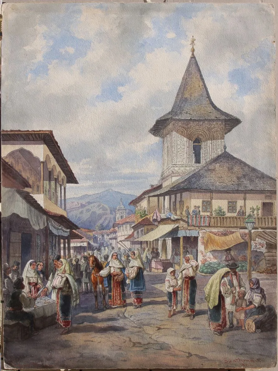 Târg la Câmpulung (Muscel), by Carol Popp de Szathmary, 1882