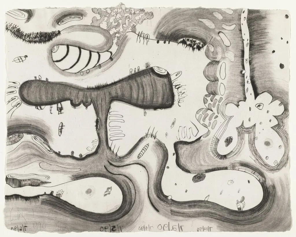 Untitled, by Carroll Dunham, ink, 1990