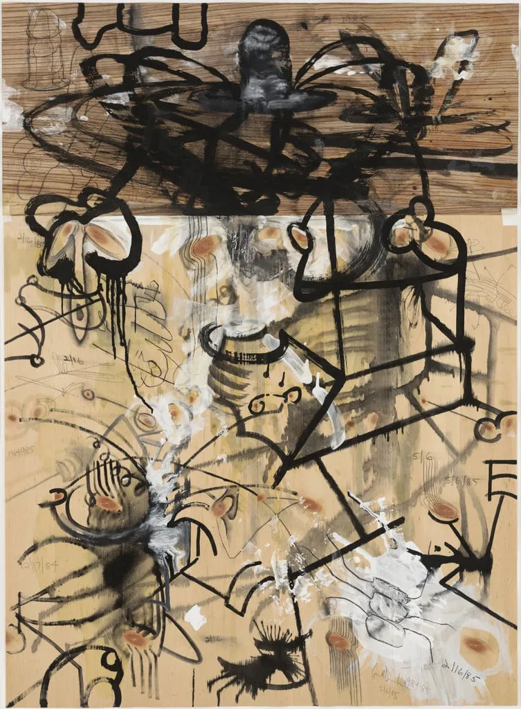 Untitled, by Carroll Dunham, charcoal, 1985