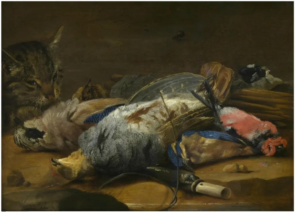 Cat and dead fowl, by Carstian Luyckx