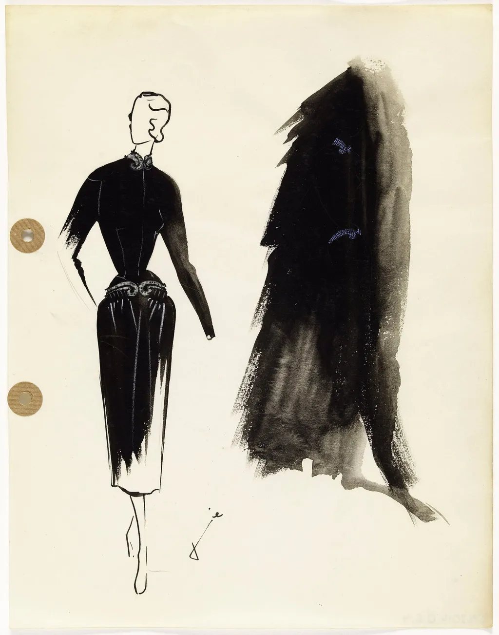 Dessin de collection de l'hiver 1949-1950, by Carven, 1949